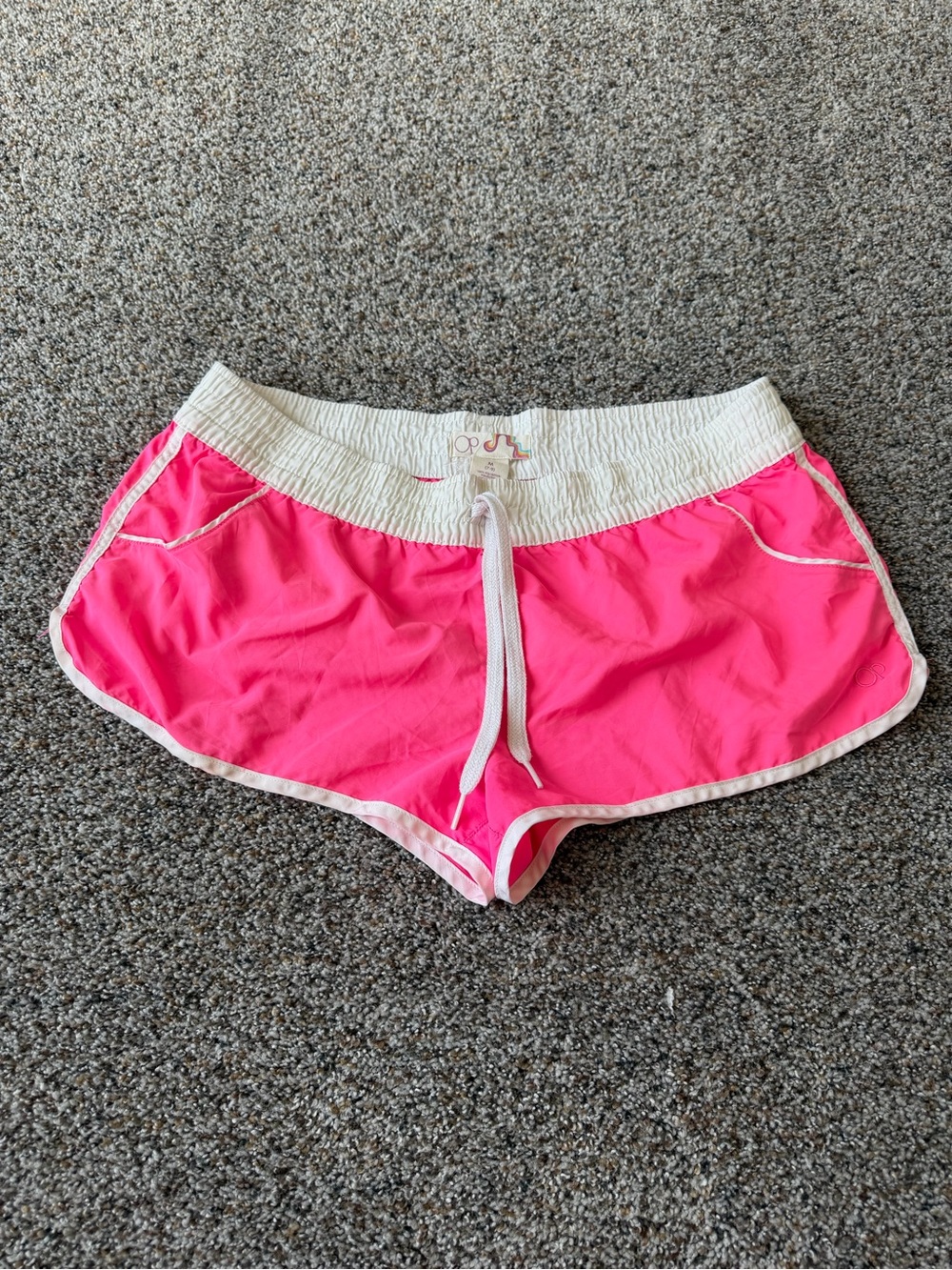 OP Ocean Pacific Womens Medium Hot Pink Dolphin Board Shorts Y2K Surf Swim
